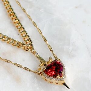 Heart and Sword Necklace Set, Sword and Heart Necklace Set